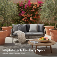 Nordic design Wicker Sofa and Table Set Weather-Resistant exteriordoor Furniture Modern Design Patio Seating Thick upholstered pads for Homeowners, Garden lovers, Families, Balcony, Terrace, Backyard, waterside