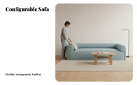 Configurable Plush Sofa French Inspired L-Shaped Chaise Lounge Set Modern Minimalist Living Room Furniture for Apartment Dwellers, Homeowners, Studio Flat