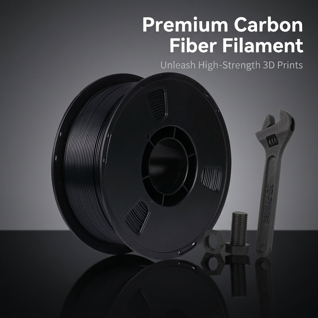 Carbon Fiber PLA Filament 1.75mm, High Strength Material for 3D Printing, 1kg Spool Compatible with Most FDM Printers, Dimensional Accuracy