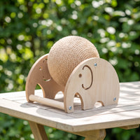 Sisal Cat Scratching Toy with Wooden Frame Natural Cat Scratching Ball Stable Interactive for Living Room