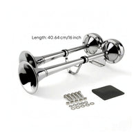 Dual Trumpet Signal Device Chrome Plated Trumpet Signal Device with Mounting Bracket Low and High Tone Universal for Boat Owners