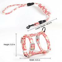 Cat Harness and Leash Set, H-shaped Soft Kitten Harness and Kitten Leash for Small Cats, Breakaway Resistant Outdoor Walking Leash, Navy/Rose