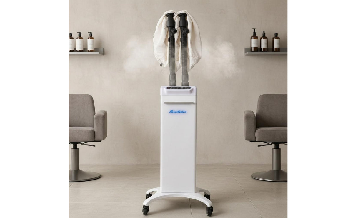 Wheeled Base Floor Standing Hair Steamer Cabinet Style Hooded Hair Steamer Touch Control Salon Equipment Drain Reservoir