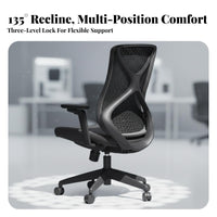 360-Degree Swivel Ergonomic Mesh Back Chair Adjustable Support Ergonomic Rolling Chair Thick Padded Cushion Office Furniture Rocking Function for Students, Telecommuting Workers, Gamers, Study Room, Workstation, Bedroom