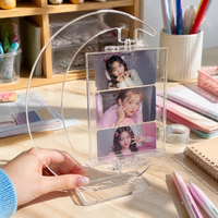 DIY Rotating Photo Frame for 3-inch Cards - Transparent Acrylic Display Stand
