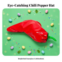 Chili Pepper Hat Novelty Red Chili Pepper Hat Easy to Wear Vegetable Costume Headwear for Adults, Stage Performances, Parties, Halloween