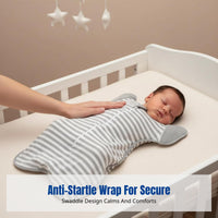 Baby Sleeping Bag, Anti-Startle Swaddle, Cotton Romper, Detachable Sleeves, Striped, For Infants