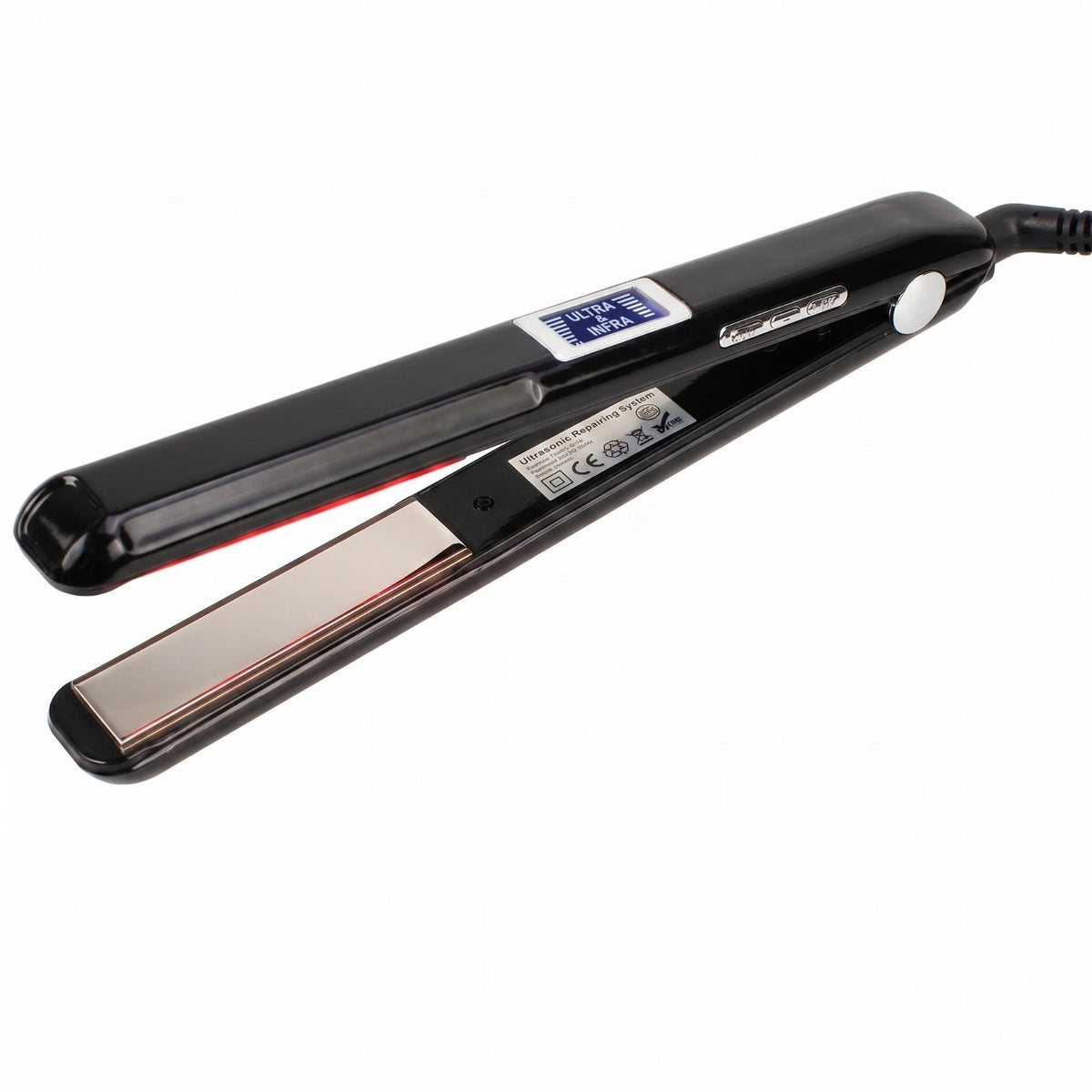 High-Frequency Electric Hair Straightener 90 X 26 Mm Plates Infrared Hair Straightener 360 Degree Swivel Cord Flat Iron Built-in Display