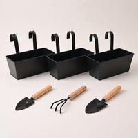 3 Pieces Railing Planter with Hooks Outdoor Flower Pot Deck for Gardeners