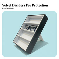 Handmade 4-Slot Glasses Display Tray Portable Design Eyeglass Display Stand Protects from Dust and Scratches for Shop Window, Dresser