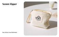 Waffle Change Purse With Wrist Strap Flower Wristlet Bag Cute Design Zippered Cosmetic Pouch for Women, Students, Daily Use, Inside Handbag, Backpack
