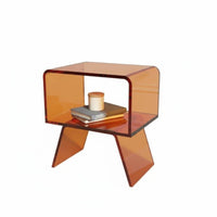 Modern Design C-Shaped Acrylic Table Minimalist design Nightstand Space-Saving Home Furnishing Multi-Functional for Apartment Dwellers, Homeowners, Adults, Bedroom, Living Room, Small Spaces, Entryway