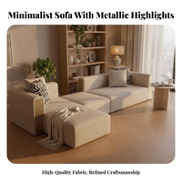 Lowoutline Straight-Line Sofa Light Luxury aesthetic Living Room Seating Italian Inspired Couch for Families, Adults, Showroom, Lounge Area, Movie evenings