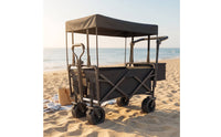 Foldable Wagon with Canopy All Terrain Folding Wagon with Canopy Folding Garden Cart Weather-Resistant Spacious for Campers