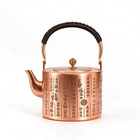 Handmade Copper Tea Kettle Insulated Handle Tea Kettle with Hinged Lid Polished Vessel Hammered for Collectors, Kitchen Countertop