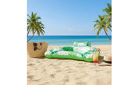 Foldable Foliage Print Pool Raft Versatile-Use Floating Lounger with Backrest Portable and Compact Inflatable Pool Lounger Multi-Purpose Design for Adults, Beach, Lake, Vacation