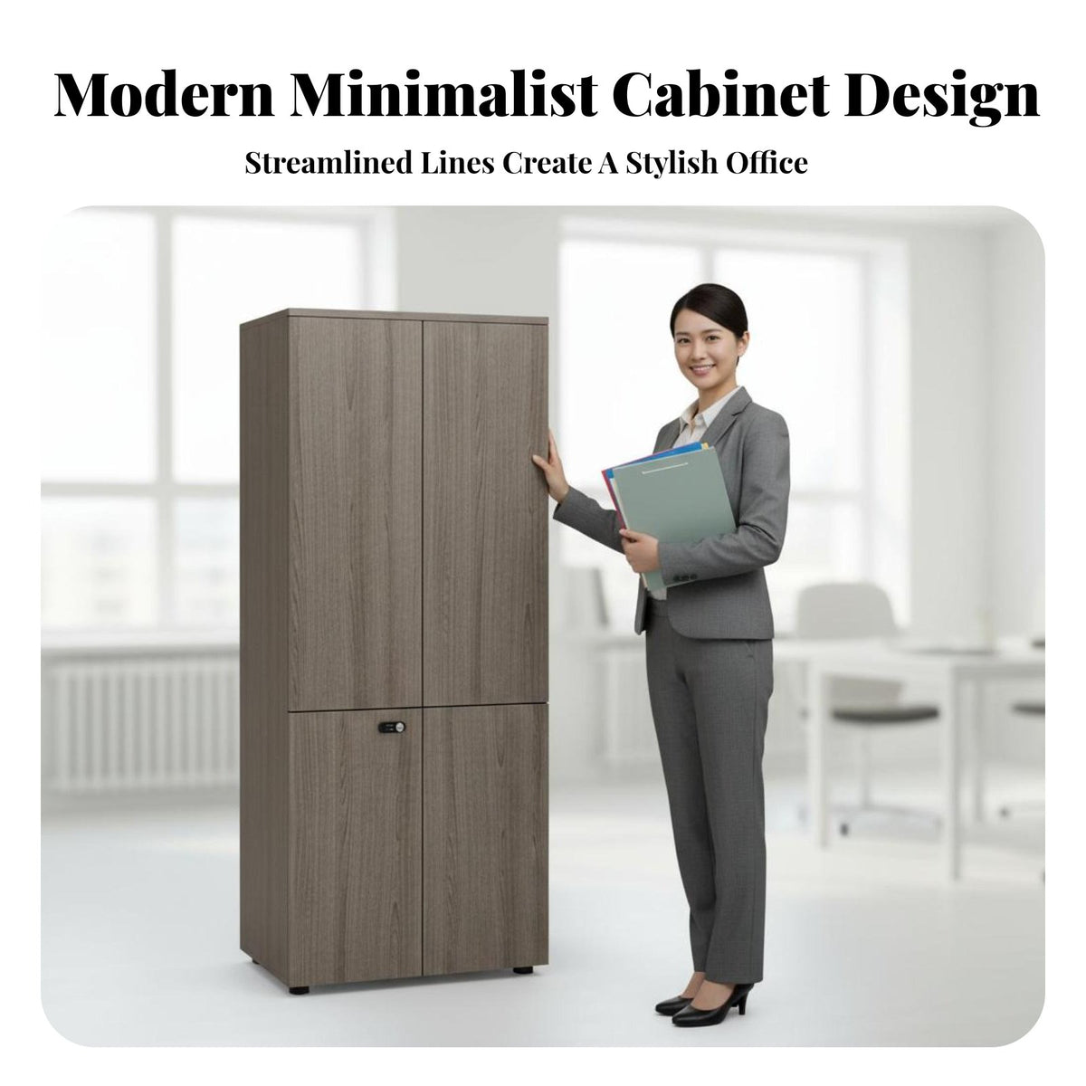 Floor-Standing Lockable Wooden document Organizer Large Capacity Office Cabinet Rustic Wood Finish Document Storage Anti-Tip Safety Feature for Small Business Owners, Administrators, Homeowners, Archive Room, Study, Bedroom