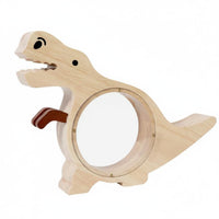 Gift Idea Wooden Dinosaur Coin Bank Cute Desk Display Transparent Dinosaur Savings Bank Natural Wood Dino Currency Box Educational for Children, Boys and Girls