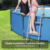 Double-Sided Pool Ladder Heavy Duty Double Sided Steel Ladder Weather Resistant Removable Pool Entry Steps for Kids, Adults, Backyard, Outdoor, Garden