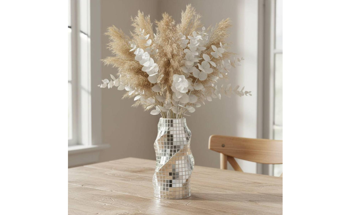 Mirrored Mosaic Vase Reflective Mosaic Vase Faceted