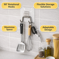 Waterproof Stainless Steel Hook Rack for Kitchen and Bathroom, Wall Mounted No Drill for Students