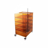 Nordic aesthetic Transparent Rotating Organizer Movable on casters Bedside Table Modern Design Storage Cabinet Multi-Functional for Homeowners, Office Workers, Dressing Area, Small Spaces, Living Room, Bathroom