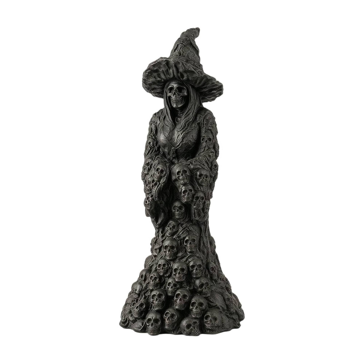 Halloween Skull Witch Figurine Gothic Witch Statue with Skull Fantasy-Themed Desk Ornament Mysterious for Entryway