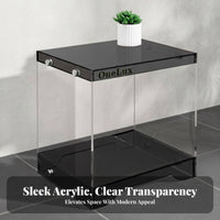 Transparent Clear C-Shaped Stand Minimalist Design Nightstand Space-Saving Side Table Multi-Functional for Modern Decor fans, Interior Designers, Showroom, Living Room, Small Spaces, Entryway