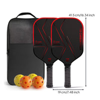 2 Pieces Carbon Fiber Pickleball Paddle 16mm Pickleball Set with Balls Honeycomb Core Rotation for Adults, Outdoor Courts