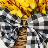 Woven Basket Front Door Wreath, Summer Wreath Front Door, Artificial Forsythia Wreath Front Door, Door Wreath Hanging Spring