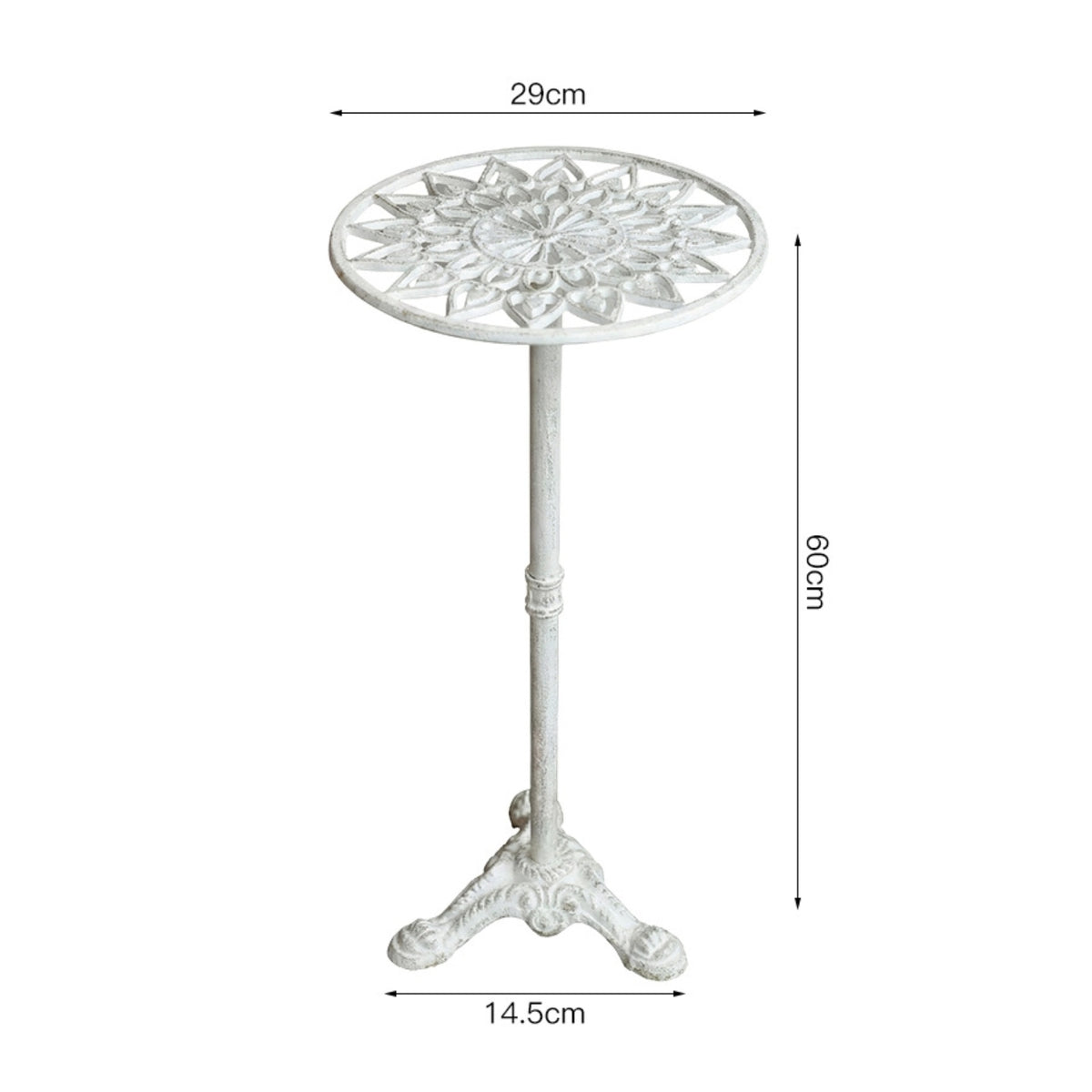 Cast-Iron Plant Stand Metal Flower Stand with Tri-Footed Base Plant Pedestal with Scroll Pattern Decorative Display Planter