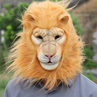 Lion Mask Latex Lion Head Headpiece Textured Creature Head Face Coverings for Halloween, Cosplay