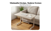 With Wheels C-Shaped Rolling Table Space-Saving Small Desk Slides Under Sofa Household Furniture Minimalist Design for Apartment Dwellers, Telecommute Workers, Students, Living Room, Bedroom, Home Office