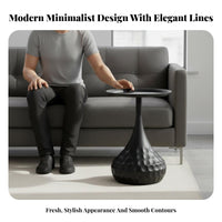 Space Saving Round Metal Side Table Long-Lasting Iron Construction Modern Metal Side Table Versatile Modern Minimalist Nightstand Stable Structure for Apartment Dwellers, Interior Decorators, Office Workers, Bedroom, Study, Balcony
