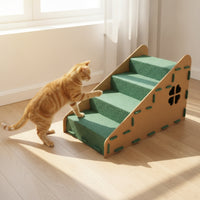 Pet Stairs Sloped Pet Staircase with Cutout Felt-Covered Dog Steps for Bedside
