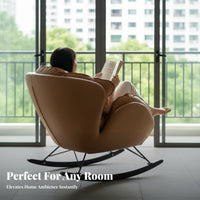 Gentle Rocking Motion Upholstered Double swaying chair Wide Two-Person Seat Upholstered Chaise Loveseat Nordic Design Lounge Seating Shell Shape for Adults, partners, homeowners, Balcony, Living Room, Bedroom, perusing Corner
