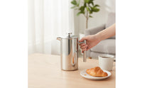 Stainless Steel French Press Easy to Clean French Press Coffee Maker Polished Cafetiere Rustproof for Home Baristas, Kitchen, Office