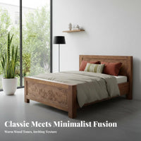 Chinese Design Foundation Bed Traditional Joinery Solid Wood Double Bed Hand Polished Bedroom Furniture for Homeowners, Guesthouse, Guest Room