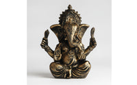 Antique Bronze Style Ganesha Figurine Stone-Like Ganesha Statue Resin Hindu Elephant God Figurine Tabletop for Home Altar, Meditation Room, Desk