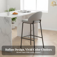 warehouse aesthetic Upholstered Counter Stool with Backrest Light Luxury Design Bar Chair Sturdy Metal Frame Seating Furniture Padded Seat for Cafe Owners, Homeowners, Adults, Restaurant, Bistro, Kitchen Island, Dining Room