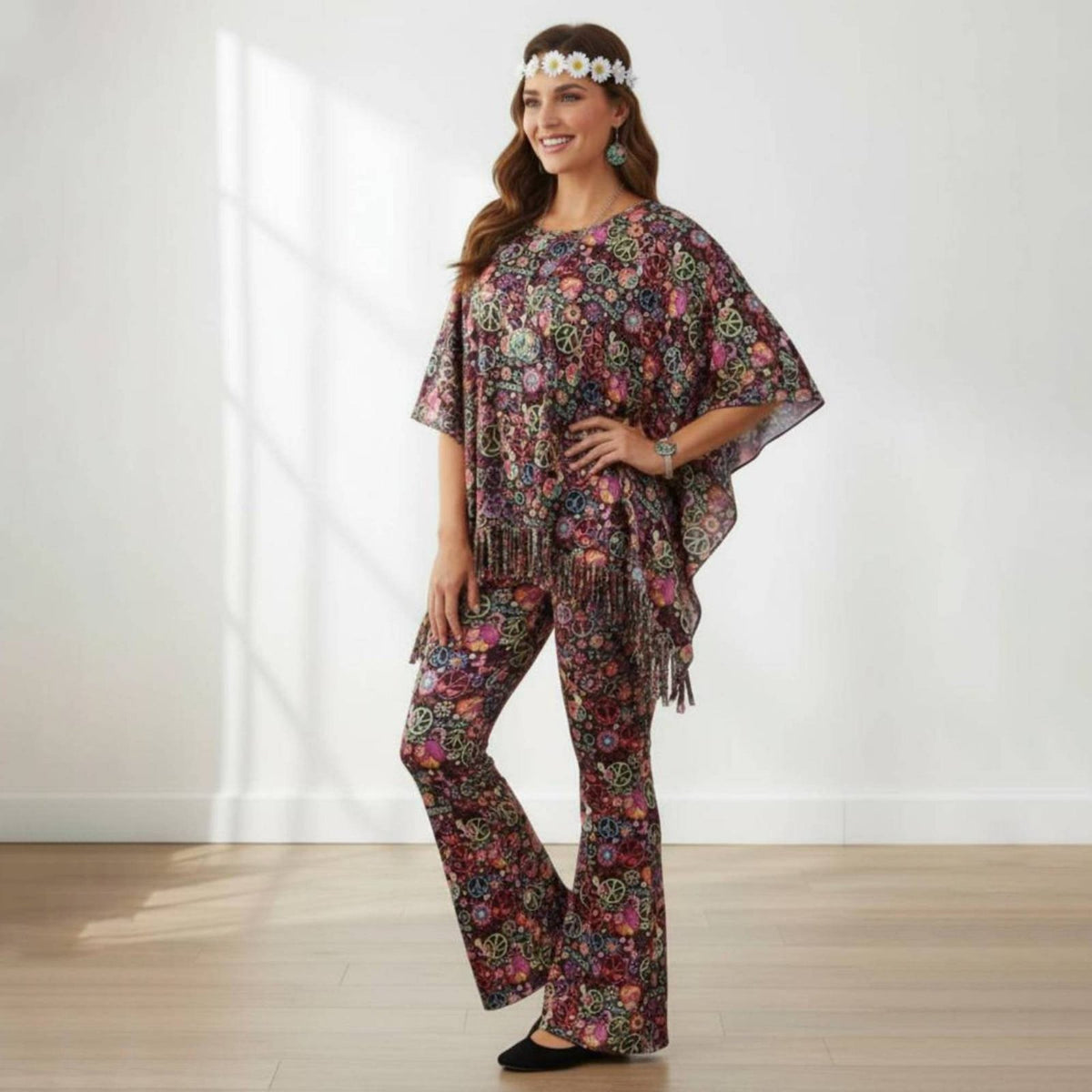 Hippie Costume Set Lightweight 70s Themed Outfit for Festivals