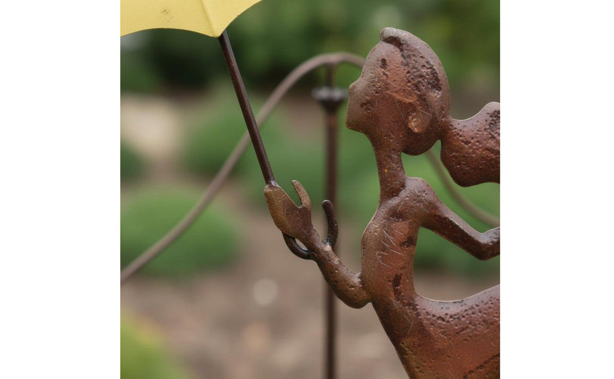 Kinetic Sculpture Flying Girl Garden Stake Unique Design Balancing Metal Yard Art for Patio