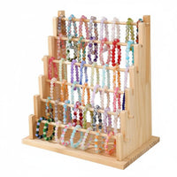 Solid Wood Wooden Bracelet Stand Detachable Multi Tier Jewelry Organizer Easy to Install Ladder Bracelet Display for Market Stall, Dressing Table