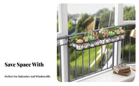 Decorative Scrollwork Fretwork Hanging Planter Space-Saving Hanging Railing Basket Adjustable fasteners Plant Stand Easy Installation for Apartment Dwellers, Gardeners, residents, Balcony, Windowsill, Fence, Patio