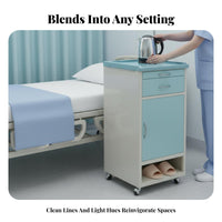 Integrated Shoe Rack Medical Nightstand with Utility Racks Water Bottle Holder Patient Cabinet Multi-Storage Design Hospital Furniture Resistant for Patients, supportgivers, Seniors, Nursing Home, recuperation central point, medical facility, Bedroom