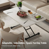 Foldable Design Convertible Lift-Top Table Space Saving Lift-Top Rolling Desk Multi-Functional Living Room Furniture Adjustable Height for Small Apartment Residents, Telecommuting Workers, Homeowners, Dining, Home Office