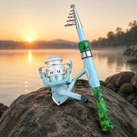 Telescopic Fishing Rod and Reel Combo 1.5m Composite Rod Saltwater Heavy Power