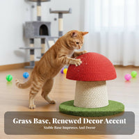Red Fungi Feline Tree Scratch-Resistant Fungi Feline Scratching Pad Sturdy and Stable Pet Furniture for Kittens, Small Cats, Living Room, Bedroom