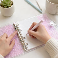 Portable A7 3-Ring Mini Binder Notebook with Wavy Clear Cover