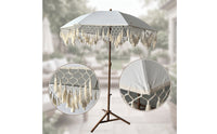 Boho Patio Umbrella Macrame Tassel Umbrella Tassel Sunshade Tasseled Sunshade with Tassels Freestanding for Beach, Garden